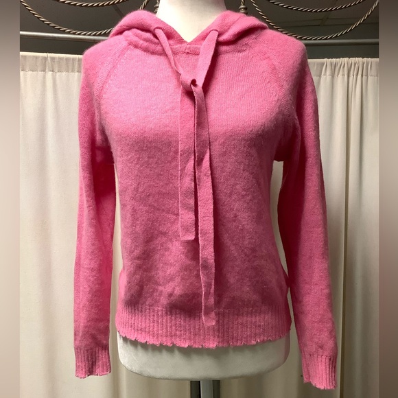 MINNIE ROSE 100% cashmere oversized frayed edge hoodie sweater - Picture 1 of 12